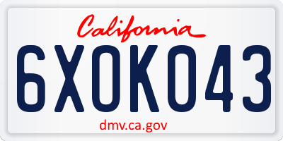 CA license plate 6XOK043