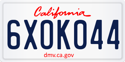 CA license plate 6XOK044