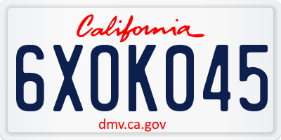 CA license plate 6XOK045