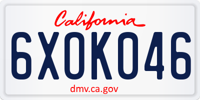 CA license plate 6XOK046