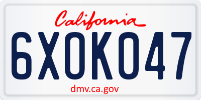 CA license plate 6XOK047