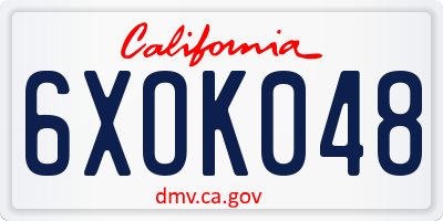 CA license plate 6XOK048