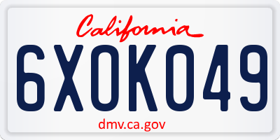 CA license plate 6XOK049