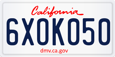 CA license plate 6XOK050