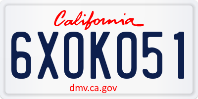 CA license plate 6XOK051