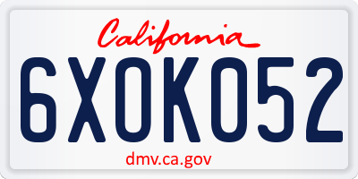 CA license plate 6XOK052