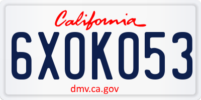 CA license plate 6XOK053