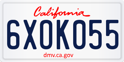 CA license plate 6XOK055