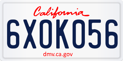 CA license plate 6XOK056