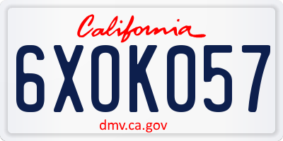CA license plate 6XOK057