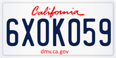 CA license plate 6XOK059