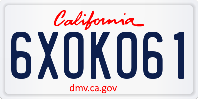 CA license plate 6XOK061