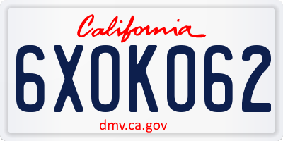 CA license plate 6XOK062