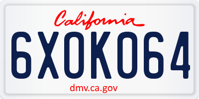 CA license plate 6XOK064
