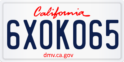 CA license plate 6XOK065