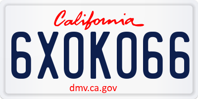 CA license plate 6XOK066