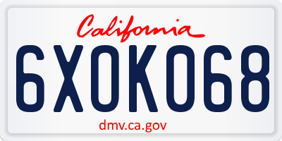 CA license plate 6XOK068