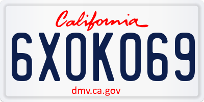 CA license plate 6XOK069