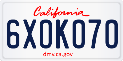 CA license plate 6XOK070