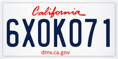 CA license plate 6XOK071