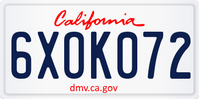 CA license plate 6XOK072