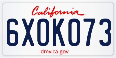 CA license plate 6XOK073