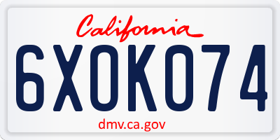 CA license plate 6XOK074