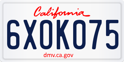 CA license plate 6XOK075