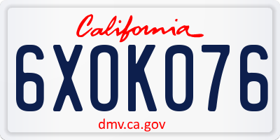 CA license plate 6XOK076