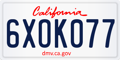 CA license plate 6XOK077