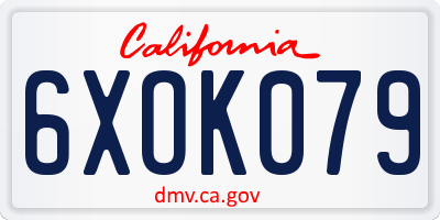 CA license plate 6XOK079
