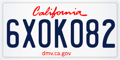 CA license plate 6XOK082