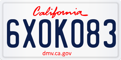 CA license plate 6XOK083
