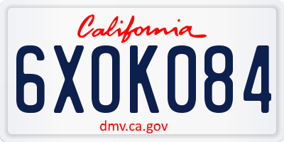 CA license plate 6XOK084