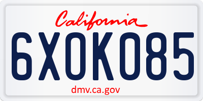 CA license plate 6XOK085