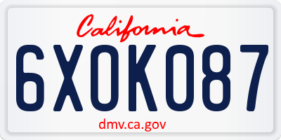 CA license plate 6XOK087