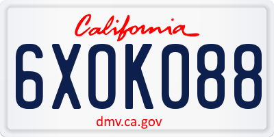 CA license plate 6XOK088