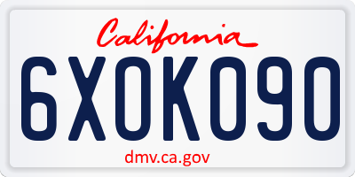 CA license plate 6XOK090