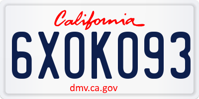 CA license plate 6XOK093