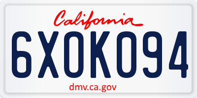 CA license plate 6XOK094