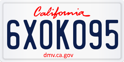 CA license plate 6XOK095