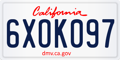 CA license plate 6XOK097