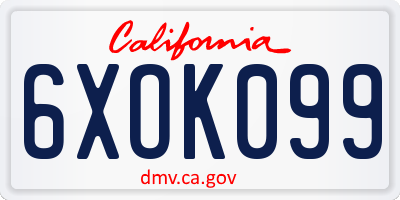 CA license plate 6XOK099