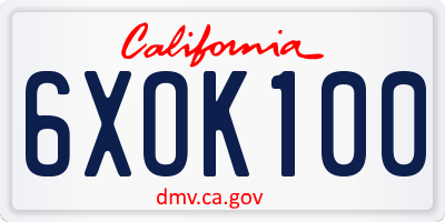 CA license plate 6XOK100