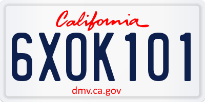 CA license plate 6XOK101