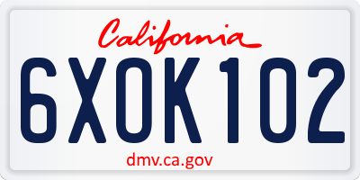 CA license plate 6XOK102