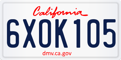 CA license plate 6XOK105