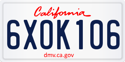CA license plate 6XOK106