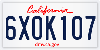CA license plate 6XOK107