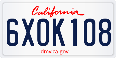 CA license plate 6XOK108